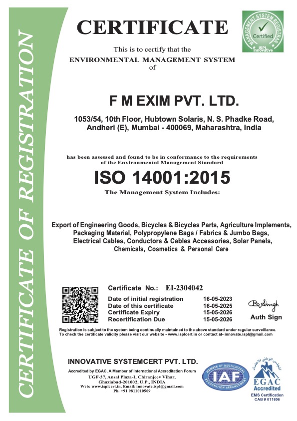 ISO CERTIFICATE 14001