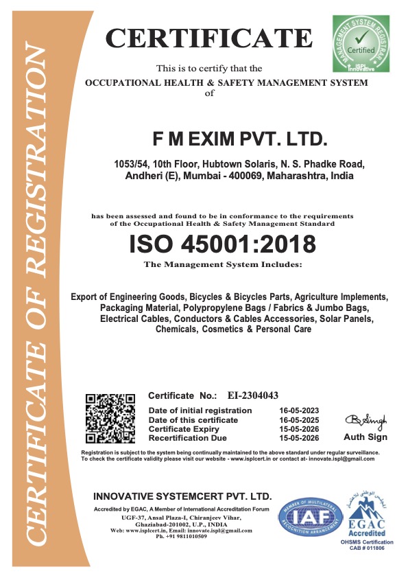 ISO CERTIFICATE 45001